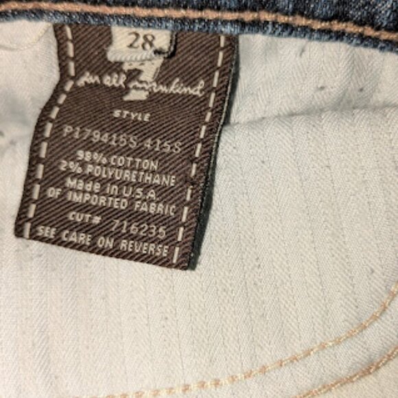 7 for All Mankind 28 Straight Leg Low Rise Dark Blue Denim Wash Women's Jeans - Picture 7 of 7